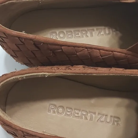 Robert Zur Flats Woven Suede Loafers Brown Size 8.5