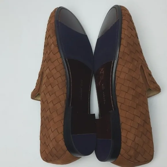 Robert Zur Flats Woven Suede Loafers Brown Size 8.5