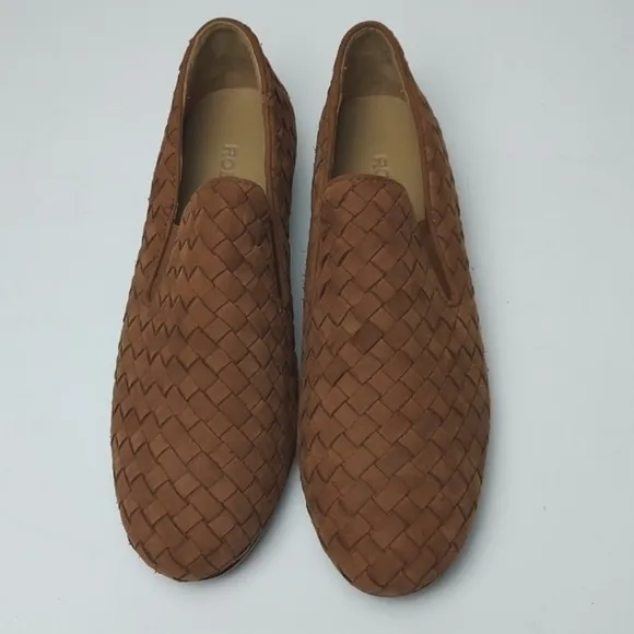 Robert Zur Flats Woven Suede Loafers Brown Size 8.5
