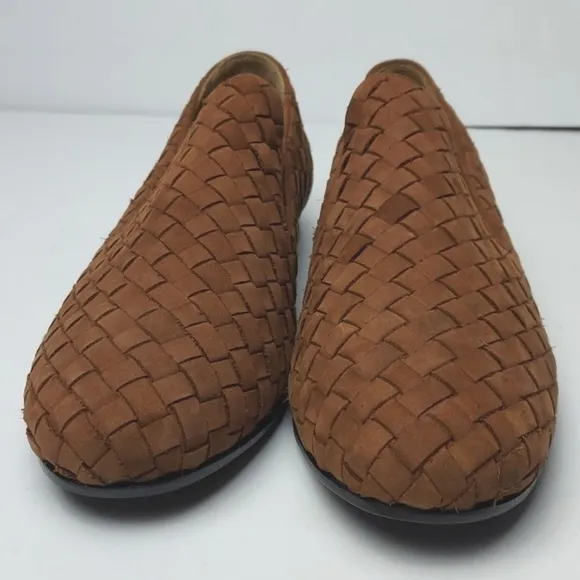 Robert Zur Flats Woven Suede Loafers Brown Size 8.5