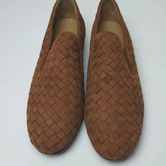 Robert Zur Flats Woven Suede Loafers Brown Size 8.5