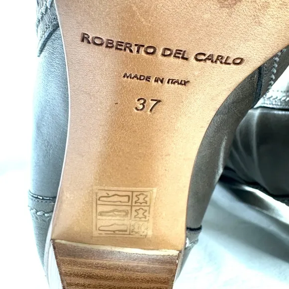 Roberto Del Carlo Women Size 6.5 Brown Glazed Leather Knee High Heel Boot