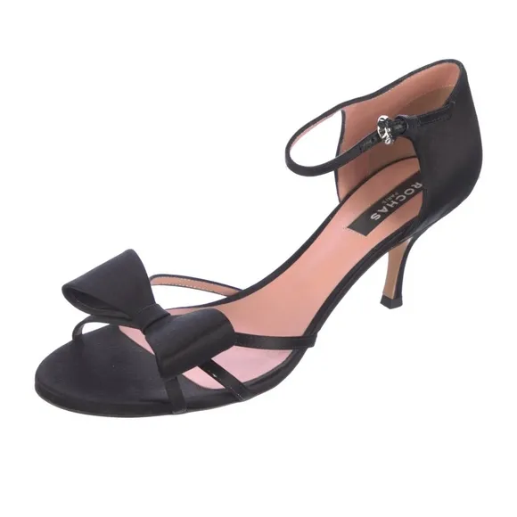 Rochas Black Satin Bow Heels 40 9