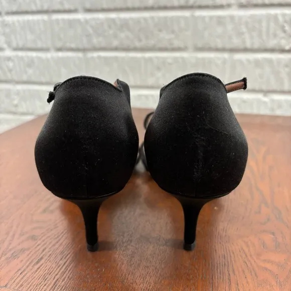 Rochas Black Satin Bow Heels 40 9