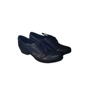 Rockport Cobb Hill Gratasha Oxford Black Leather Shoes Wedged Heel Witchy Size 7