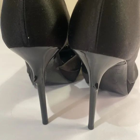 Roger Vivier black satin peep toe d’Orsay high heel evening shoes Sz 36.5