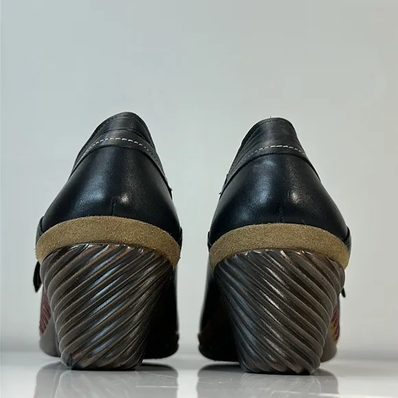 Romika Black Leather Mary Jane Wedge Heel Shoes Size 41(10-10.5)