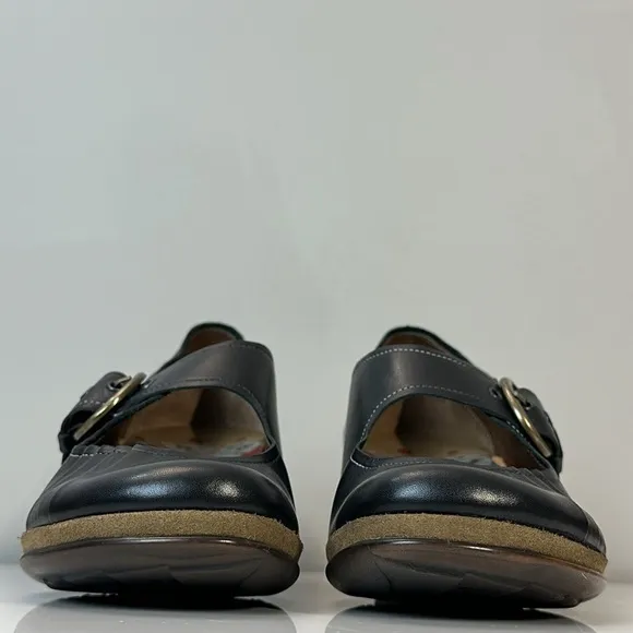 Romika Black Leather Mary Jane Wedge Heel Shoes Size 41(10-10.5)