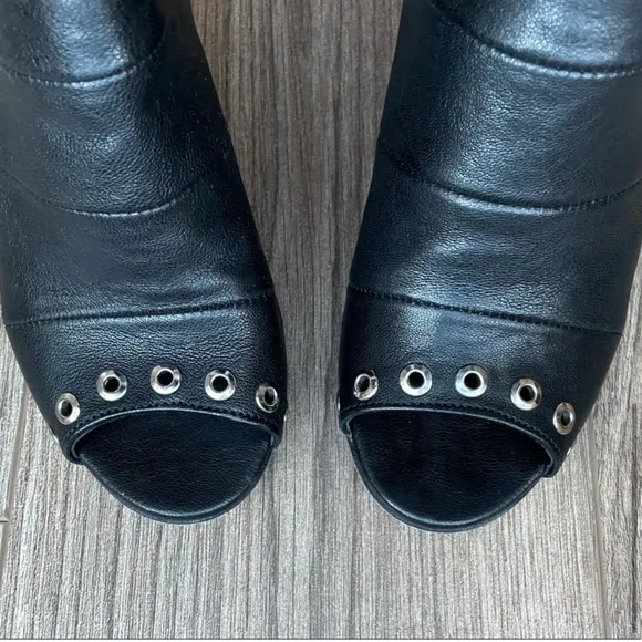 Ron White Shauna Black Leather Block Heel Sandals | 37