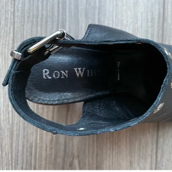 Ron White Shauna Black Leather Block Heel Sandals | 37