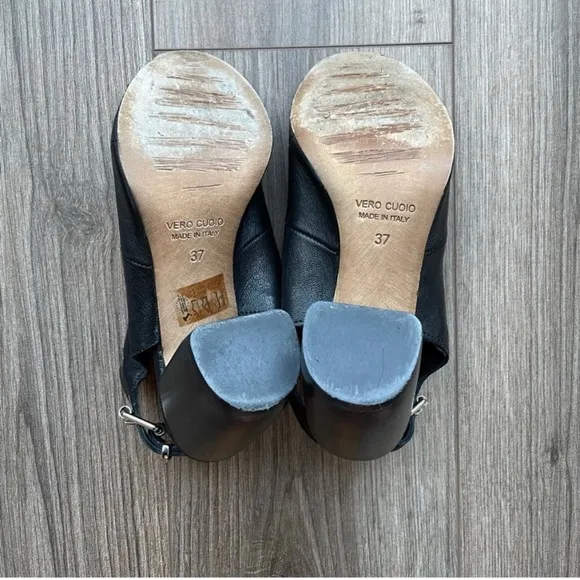 Ron White Shauna Black Leather Block Heel Sandals | 37