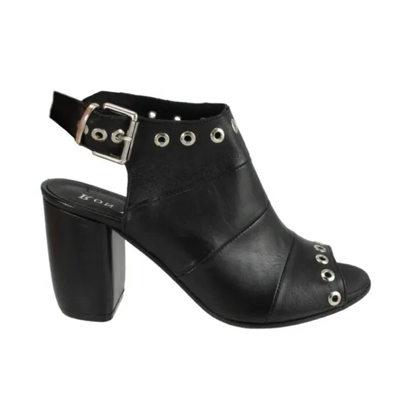 Ron White Shauna Black Leather Block Heel Sandals | 37