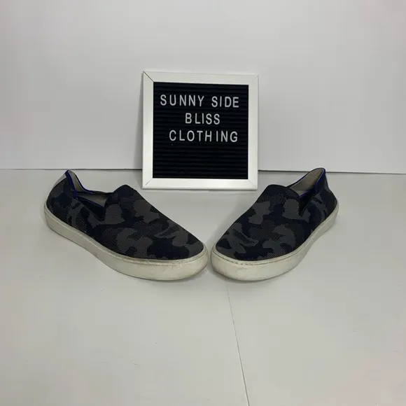 Rothy’s Gray Multi Colored Camo Athletic Slip On Platform Shoes Size 7.5