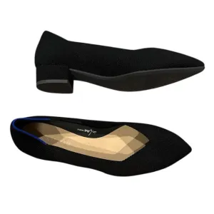 ROTHY’S HIGH POINT BLACK KNIT BLOCK HEELED SHOES 8.5
