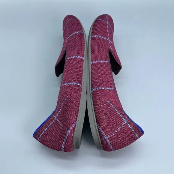 Rothy's Women's 10 Burgundy Grid Loafers Plaid Slip-On Low Top Casual Flat Shoes