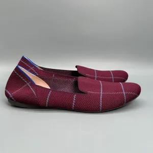 Rothy's Women's 10 Burgundy Grid Loafers Plaid Slip-On Low Top Casual Flat Shoes