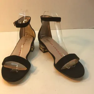 Sacha London Black Suede Sandals with Multi-color Heel Size 7
