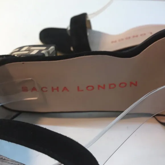 Sacha London Black Suede Sandals with Multi-color Heel Size 7