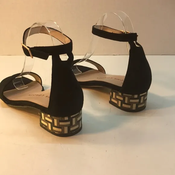Sacha London Black Suede Sandals with Multi-color Heel Size 7