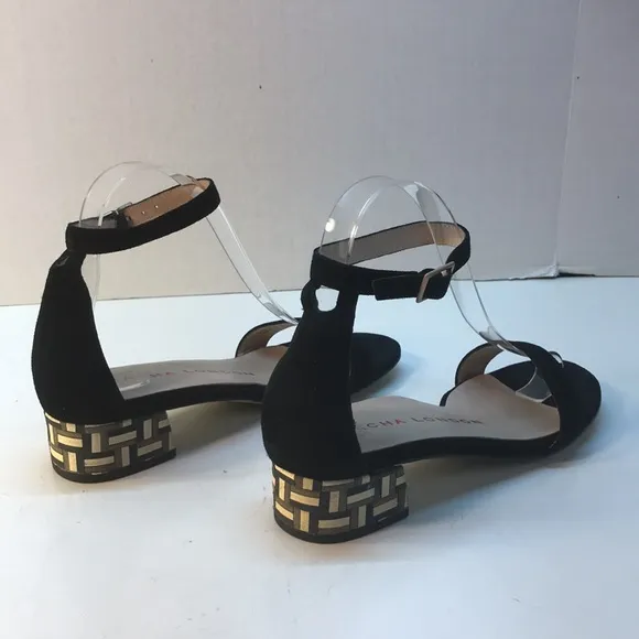 Sacha London Black Suede Sandals with Multi-color Heel Size 7