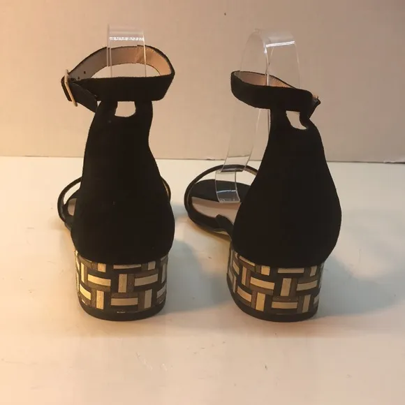 Sacha London Black Suede Sandals with Multi-color Heel Size 7