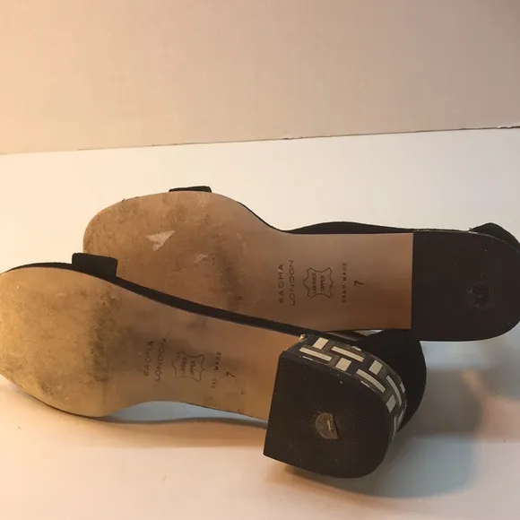 Sacha London Black Suede Sandals with Multi-color Heel Size 7