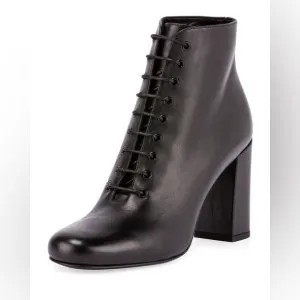 SAINT LAURENT Black Smooth Calfskin leather Babies 90 lace-up Ankle Boots 36