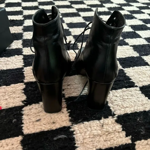 SAINT LAURENT Black Smooth Calfskin leather Babies 90 lace-up Ankle Boots 36