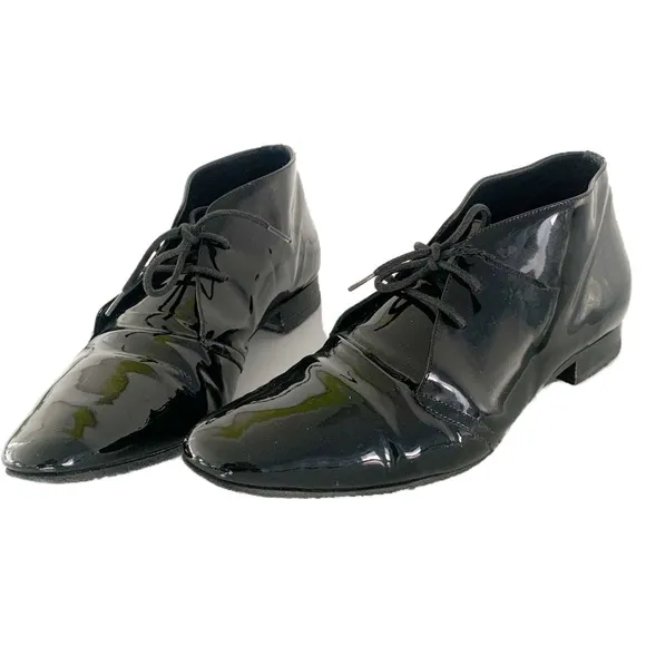 Saint Laurent Jonas Lace Up Patent Leather Shoes Size 37 1/2