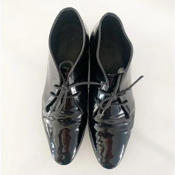 Saint Laurent Jonas Lace Up Patent Leather Shoes Size 37 1/2