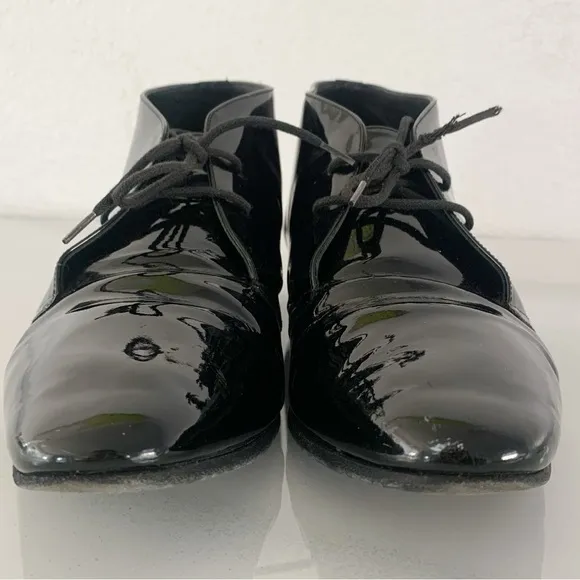 Saint Laurent Jonas Lace Up Patent Leather Shoes Size 37 1/2