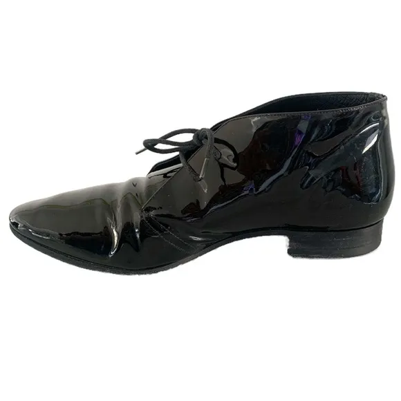 Saint Laurent Jonas Lace Up Patent Leather Shoes Size 37 1/2