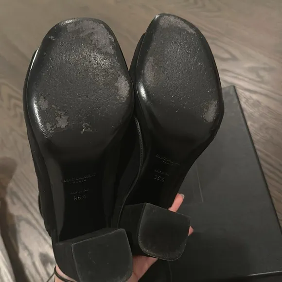 Saint Laurent women’s black lace up suede sandals SIZE 36.5