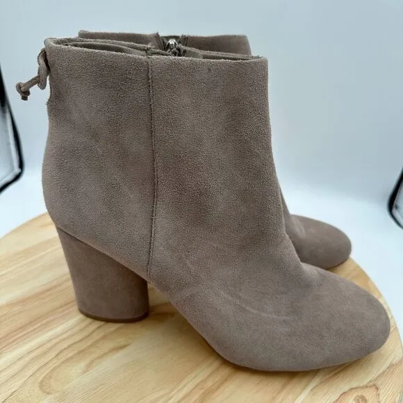 Saks Fifth Avenue Nina Ankle Boots Womens 11 Tan Leather Block Heels Mod
