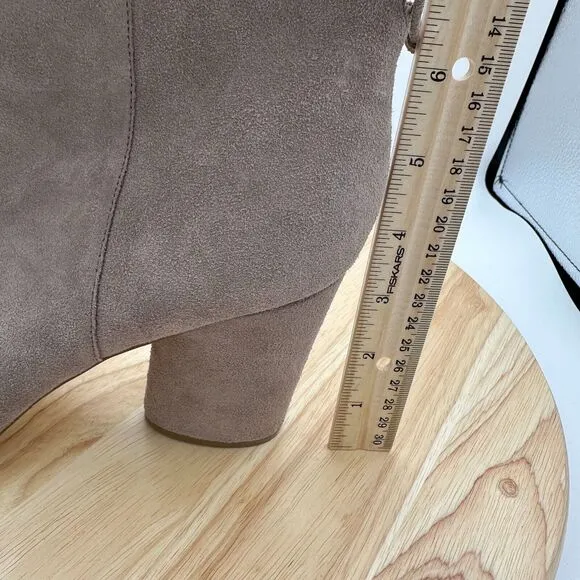 Saks Fifth Avenue Nina Ankle Boots Womens 11 Tan Leather Block Heels Mod