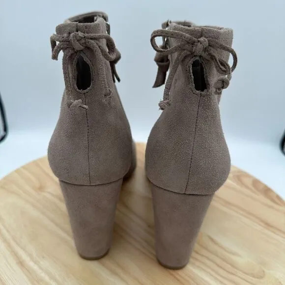 Saks Fifth Avenue Nina Ankle Boots Womens 11 Tan Leather Block Heels Mod