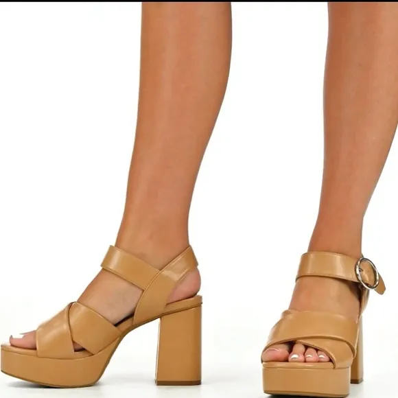 SALE! CROSS STRAP PLATFORM SANDAL HEELS