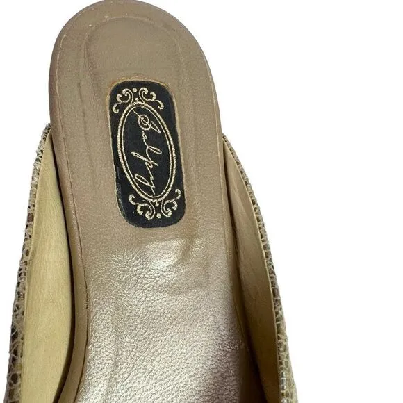 Salphy Handmade Leather Metallic Gold &amp; Silver Mules w/ Wood Heels Size 7