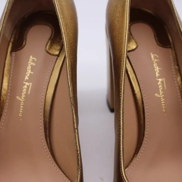 Salvatore Ferragamo 'Arezzo 85' Bronze Leather Pump Heels 7 or 9 NIB $675 Shoes