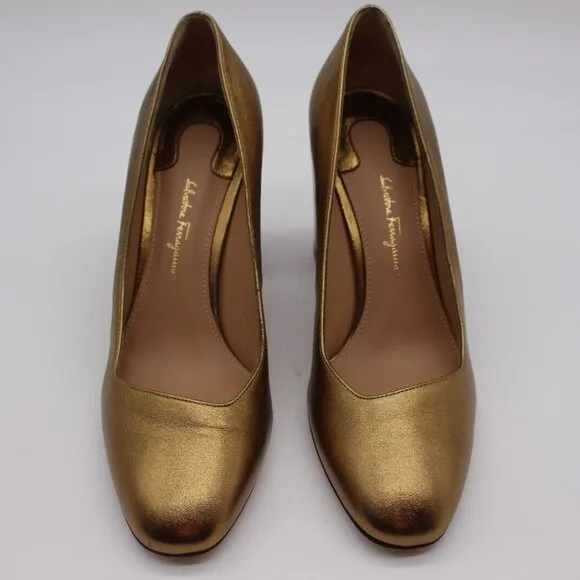 Salvatore Ferragamo 'Arezzo 85' Bronze Leather Pump Heels 7 or 9 NIB $675 Shoes