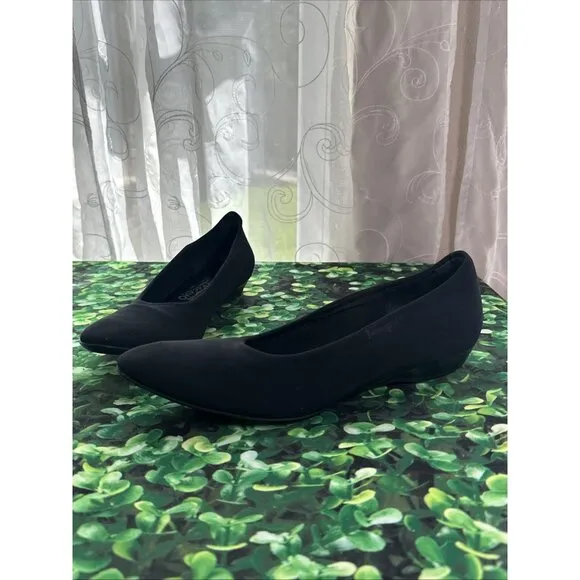 Salvatore Ferragamo Balmy kitten Wedge Heels Neoprene Stretch Black 10 1/2 AA