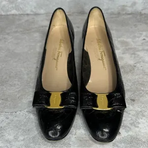 Salvatore Ferragamo Black Leather Women's Shoes Salvatore Ferragamo/Pumps US 9