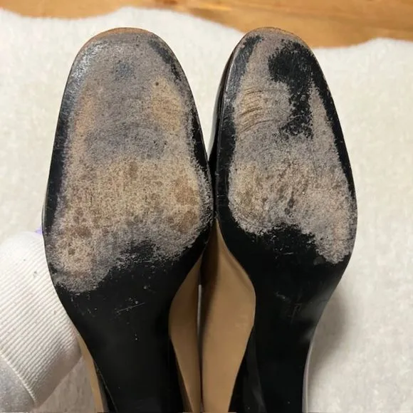 Salvatore Ferragamo Boutique Black Nude Wedge Pumps Shoes Size 8.5