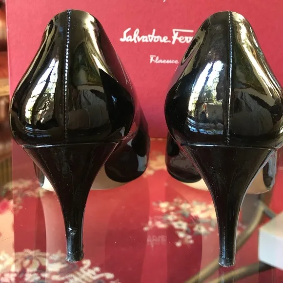 SALVATORE FERRAGAMO | Dalia Black Patent Heels