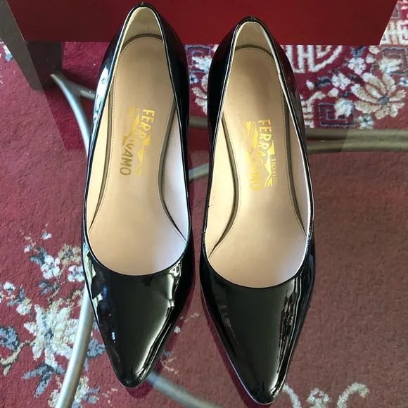 SALVATORE FERRAGAMO | Dalia Black Patent Heels