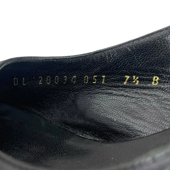 Salvatore Ferragamo Gancini Slingback Sandals Kitten Heel Black Size 7.5B