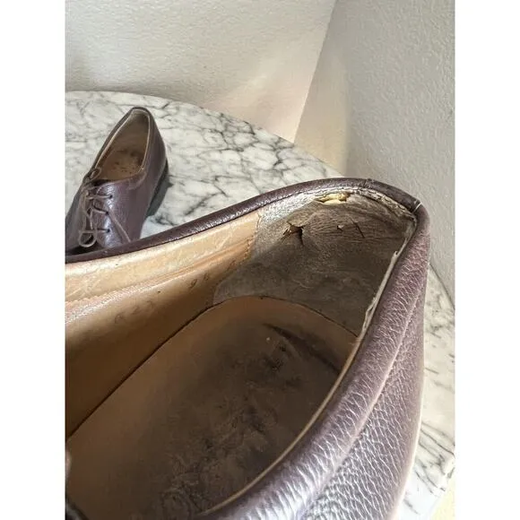 Salvatore Ferragamo Mens Brown Leather Lace Up Oxford Shoes 9.5 D
