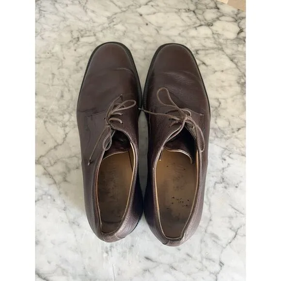 Salvatore Ferragamo Mens Brown Leather Lace Up Oxford Shoes 9.5 D