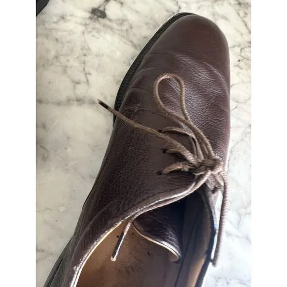 Salvatore Ferragamo Mens Brown Leather Lace Up Oxford Shoes 9.5 D