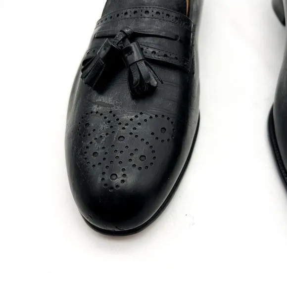 Salvatore Ferragamo Mens Shoes Loafers Men 11.5 B Black Leather Loafers Tassel